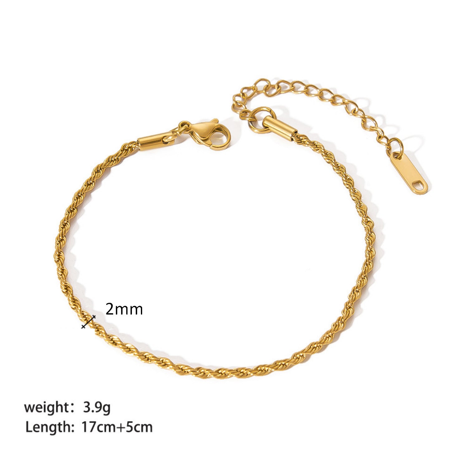 Stainless Steel Slim Chain Bracelet 18K Gold Does Not Fade