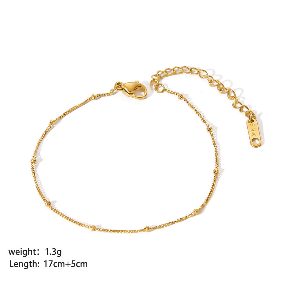 Stainless Steel Slim Chain Bracelet 18K Gold Does Not Fade