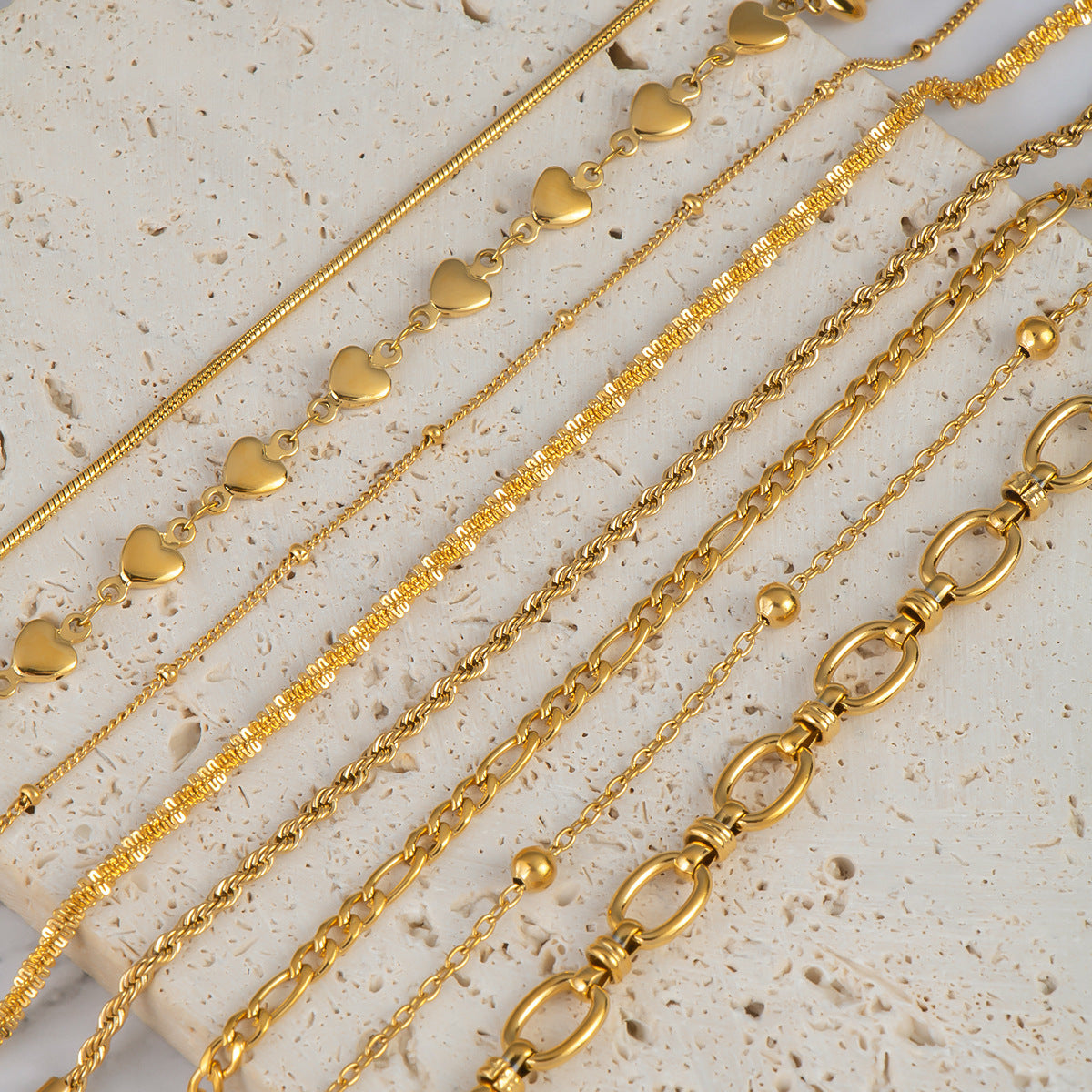 Stainless Steel Slim Chain Bracelet 18K Gold Does Not Fade