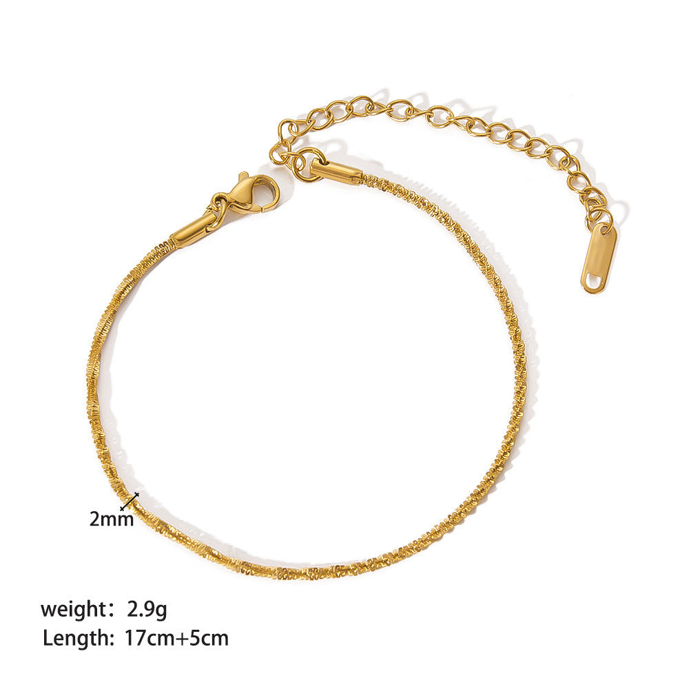Stainless Steel Slim Chain Bracelet 18K Gold Does Not Fade