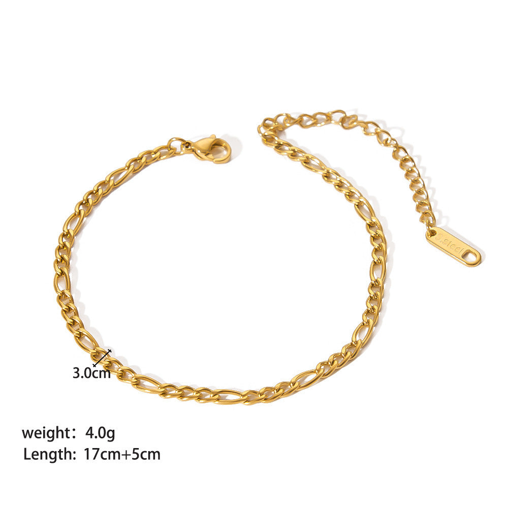 Stainless Steel Slim Chain Bracelet 18K Gold Does Not Fade