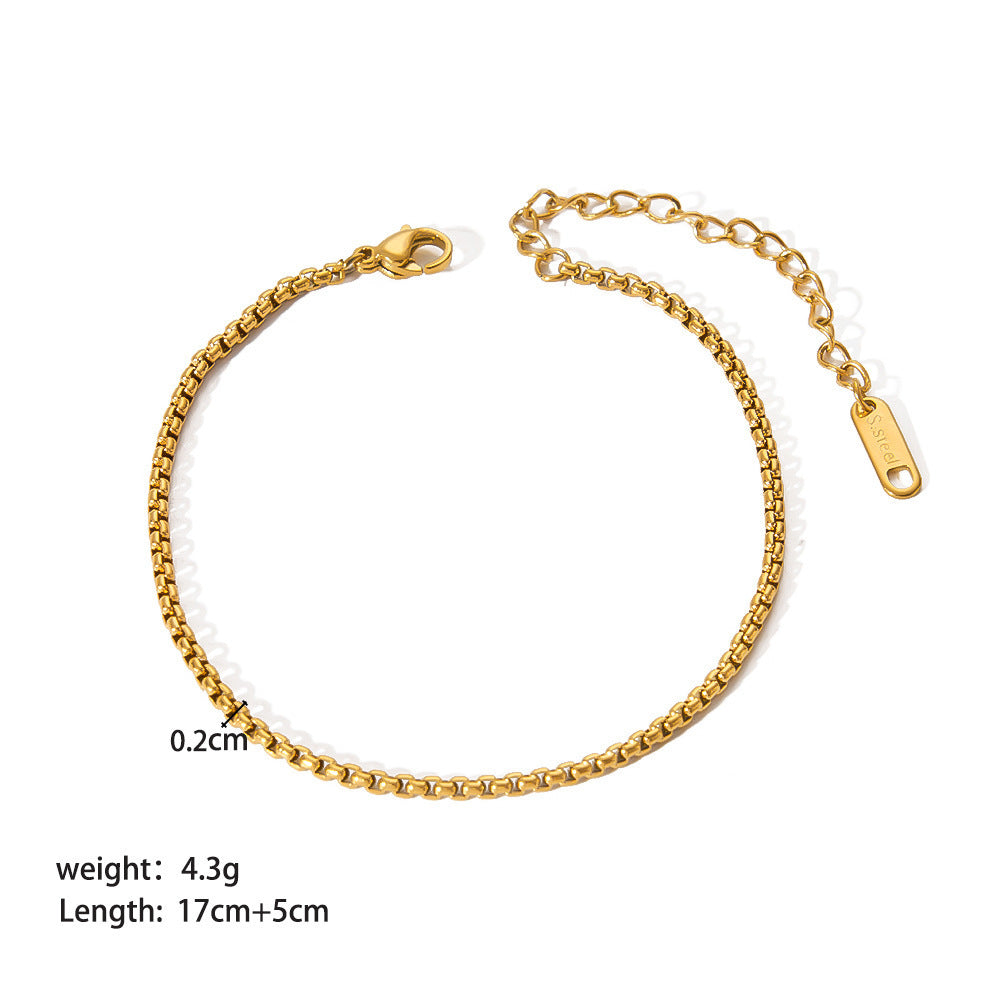 Stainless Steel Slim Chain Bracelet 18K Gold Does Not Fade
