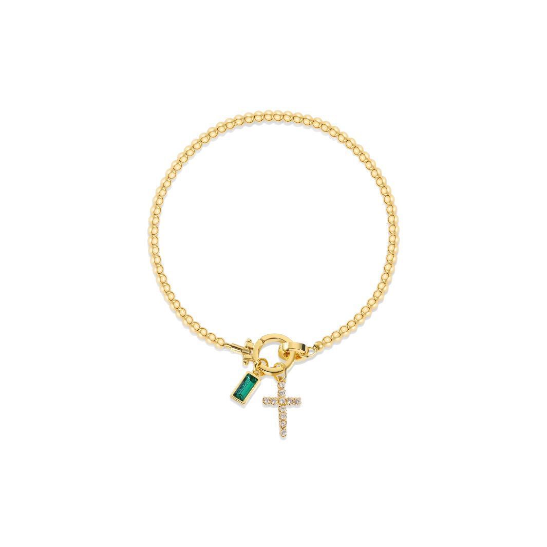 Moon Stone Love Knot Plated 18K Gold Bracelet