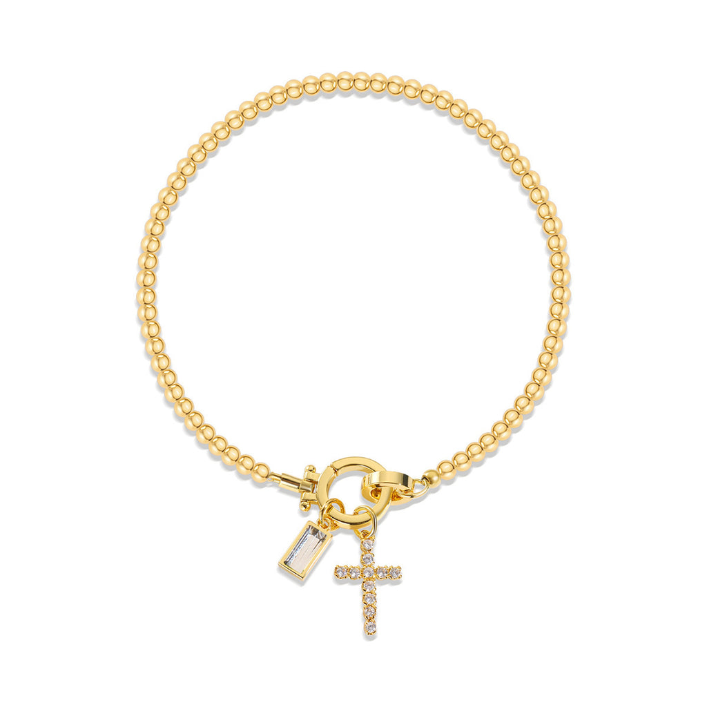 Moon Stone Love Knot Plated 18K Gold Bracelet