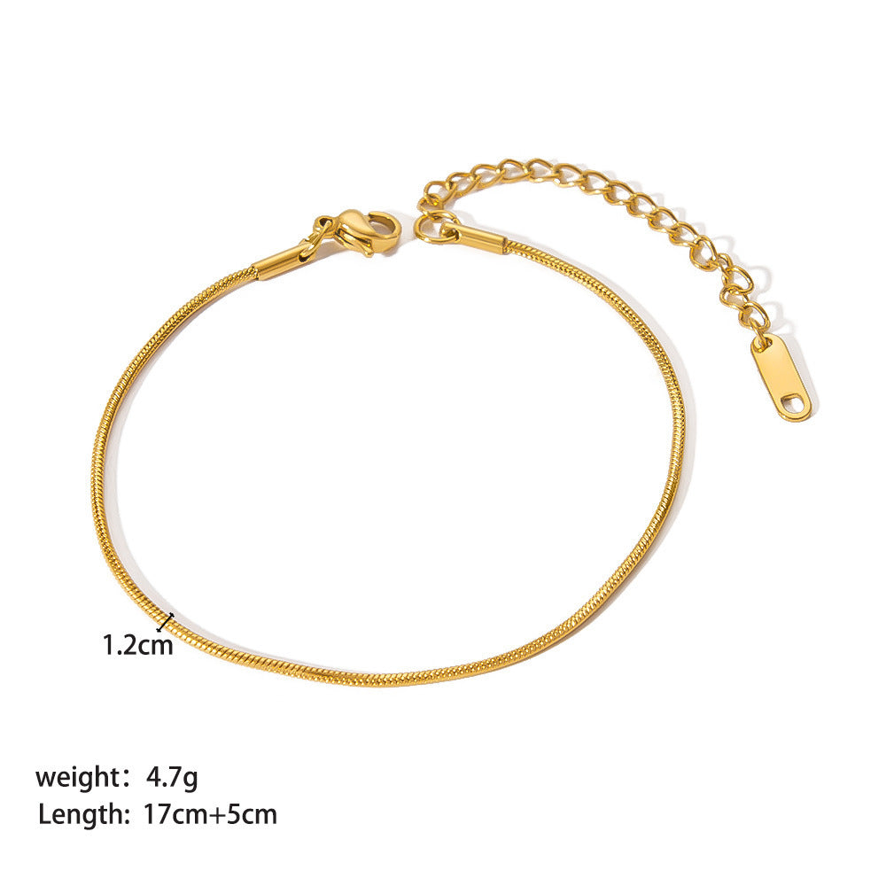 Stainless Steel Slim Chain Bracelet 18K Gold Does Not Fade