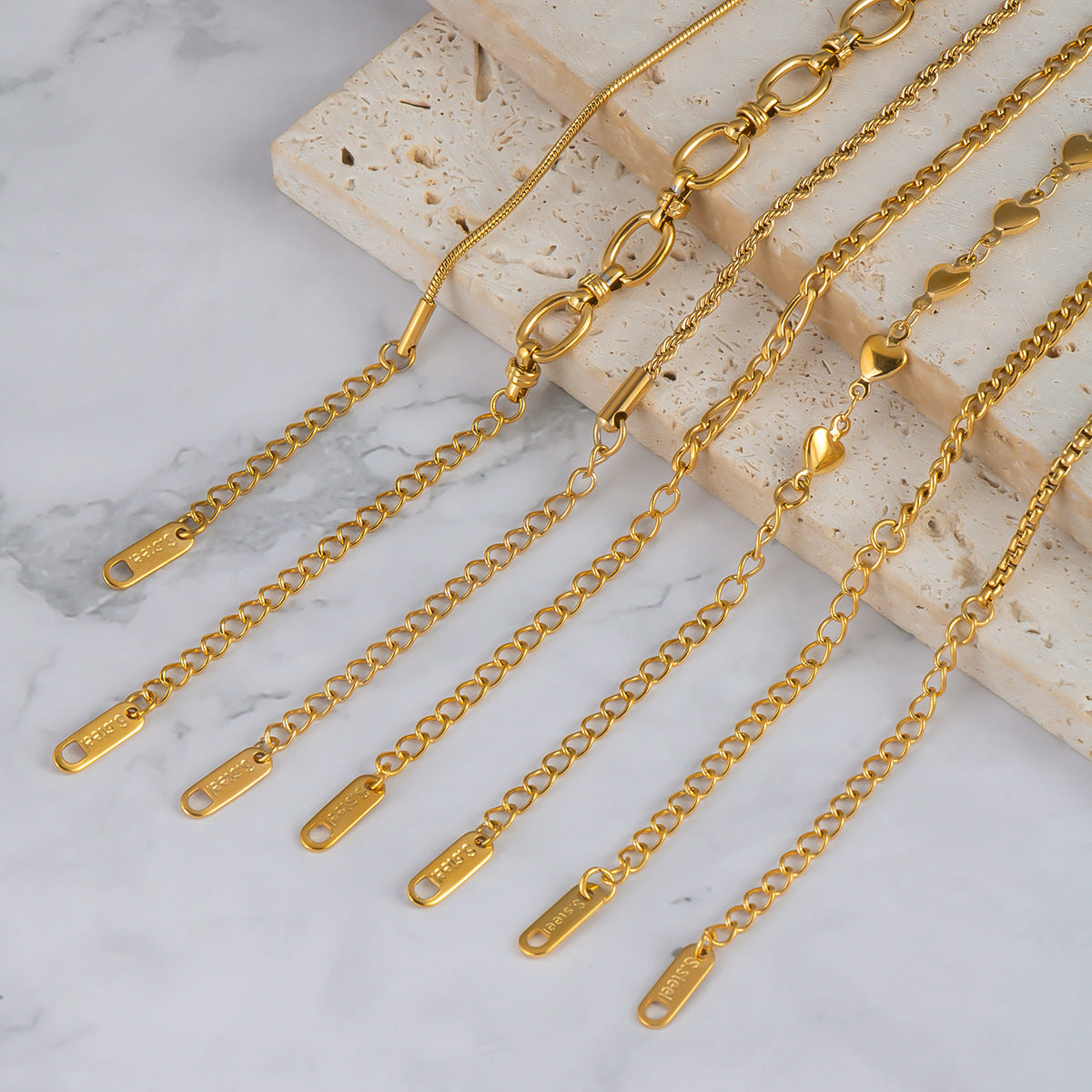 Stainless Steel Slim Chain Bracelet 18K Gold Does Not Fade