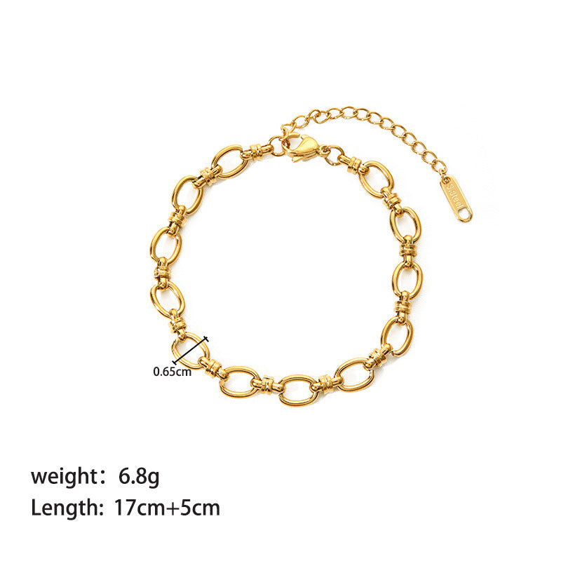 Stainless Steel Slim Chain Bracelet 18K Gold Does Not Fade