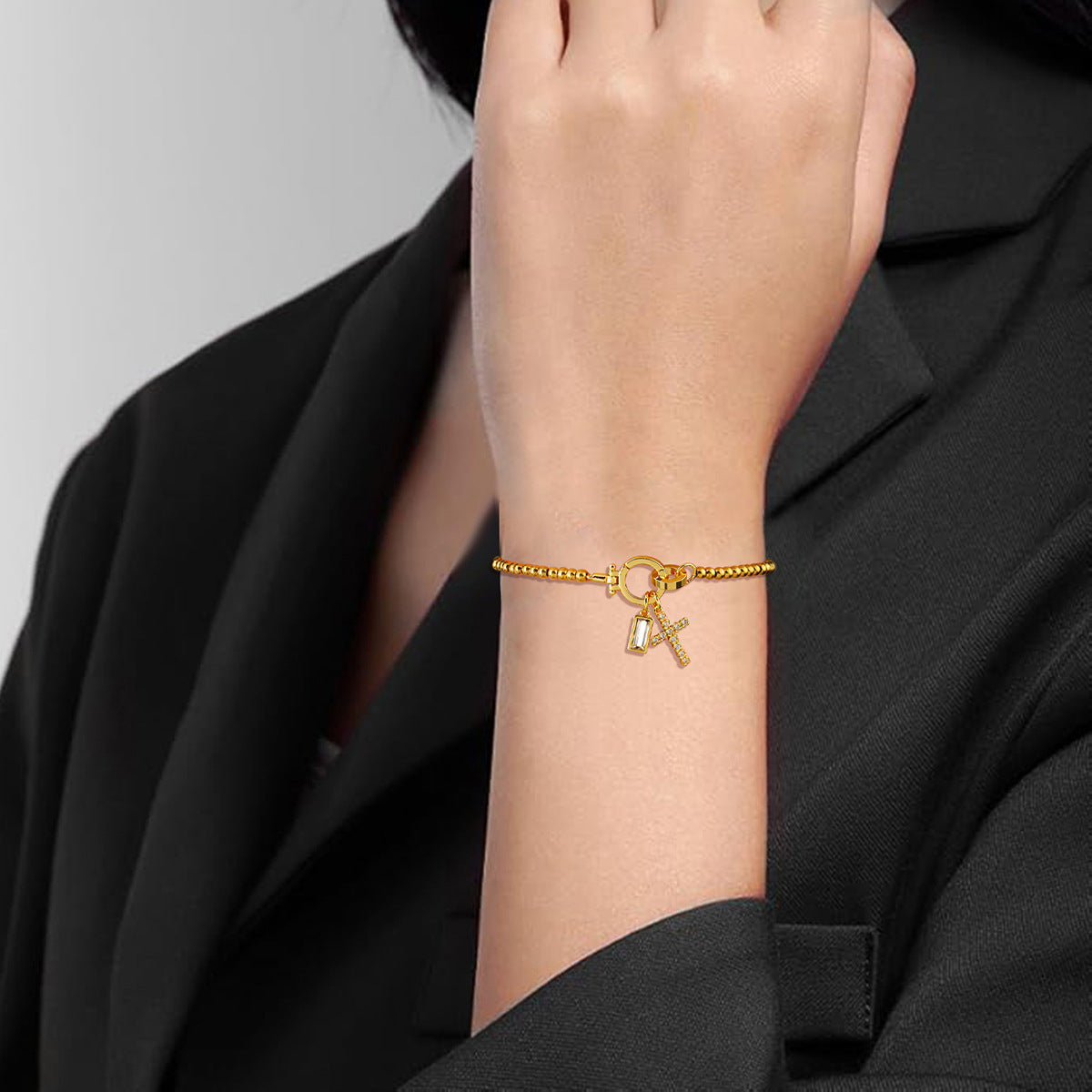 Moon Stone Love Knot Plated 18K Gold Bracelet