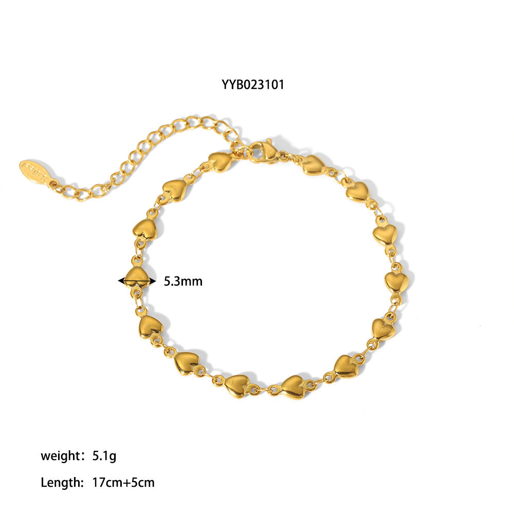 Stainless Steel Slim Chain Bracelet 18K Gold Does Not Fade